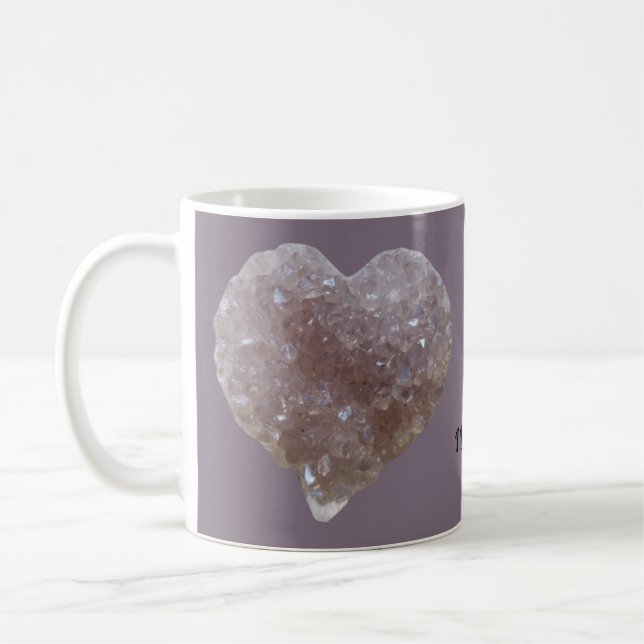 Mug Cristaux d'Améthyste rose en forme de coeur Aimer  (Gauche)
