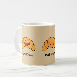 Mug Croissants fous trio avec des noms personnalisés