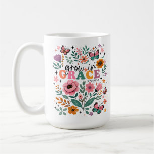 Mug Croître dans la Grâce Florale Chrétienne