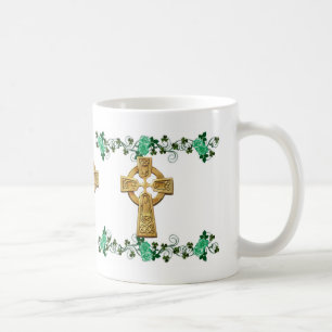 Mug Croix celtique irlandaise et muqueuse shamrock