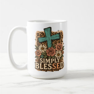 Mug Croix chrétienne simplement bénie Fleurs d'automne