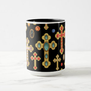 Mug Croix de pierres de naissance fausses et pierres p