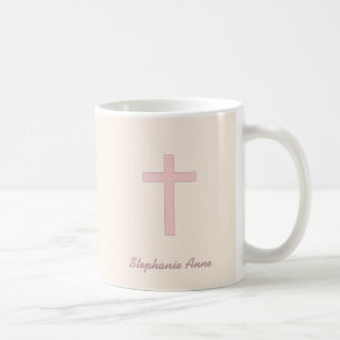 Mug Croix de rose en pastel de communion