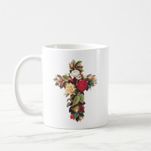Mug Croix de Roses La Croix de Rose symbolisant les Ro (Gauche)