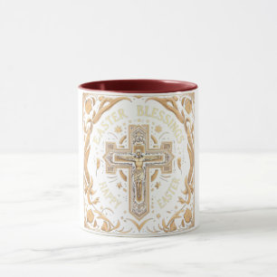Mug Croix d'or Ornate Pâques Bénédiction Mens