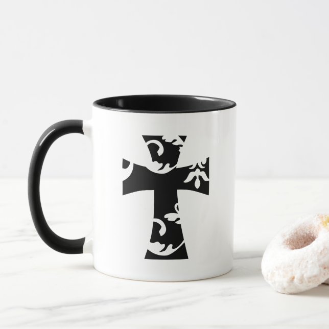 Mug CROIX FLORALE chic simple | (Avec donut)