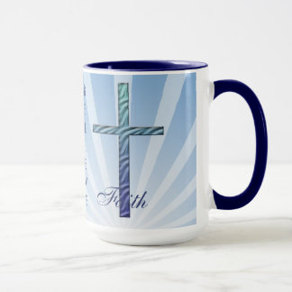 Mug Croix religieuse bleue Croire/Foi avec éruption so