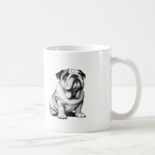 Mug Croquis adorable de bulldog noir et blanc