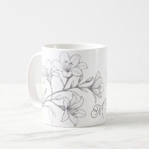 Mug Croquis au crayon Delicate de Flore Azalea