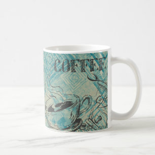 Mug Croquis d'art de café moderne bleu