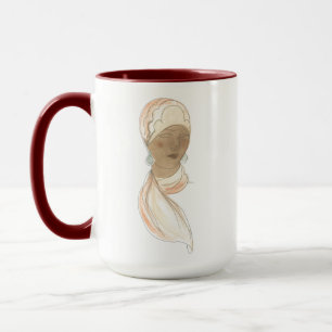 Mug Croquis de mode d'aileron - femme avec l'écharpe