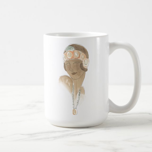 Mug Croquis de mode Flapper - Femme avec pièce à cheve (Droite)