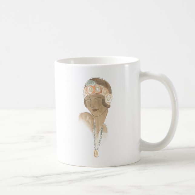 Mug Croquis de mode Flapper - Femme avec pièce à cheve (Droite)