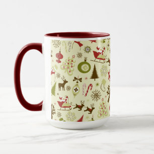 Mug Croquis de Noël rétro Motif sans coutures