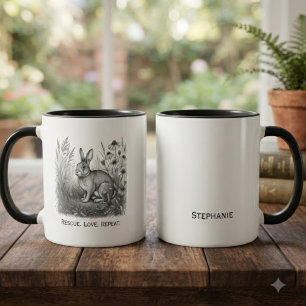 Mug Croquis monochrome sincère Sauvetage de lapins