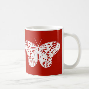 Mug Croquis papillon, rouge et blanc foncé