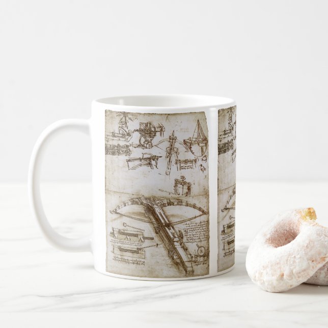 Mug Crossbow Arme géante de Léonard de Vinci (Avec donut)