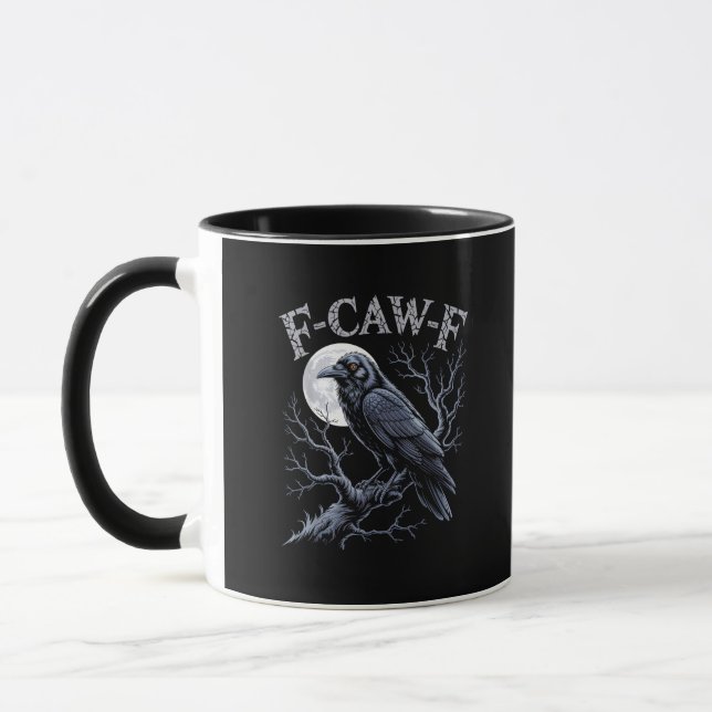 Mug Crow F-Caw-F Funny Bird Moon Gothic Adult Humor Re (Gauche)