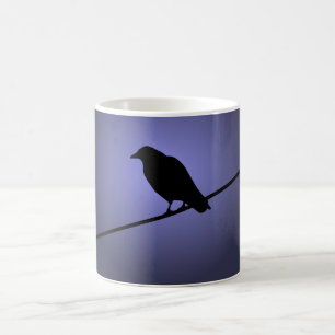 Mug Crow sur fil de téléphone