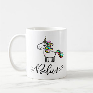 Mug Croyez en les licornes, lettrés à la main