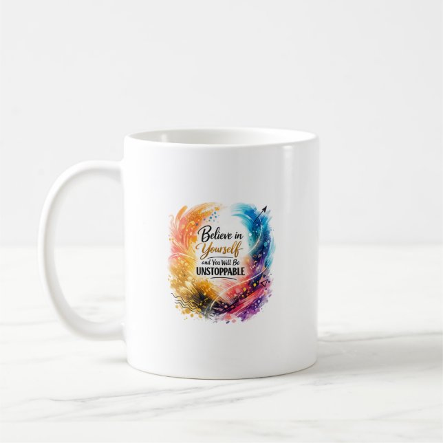 Mug Croyez en Vous-Même Art Abstrait Inarrêtable (Gauche)