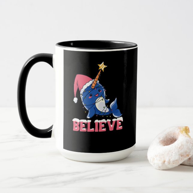 Mug Croyez Narwhal Noël Fée Lumières (Avec donut)
