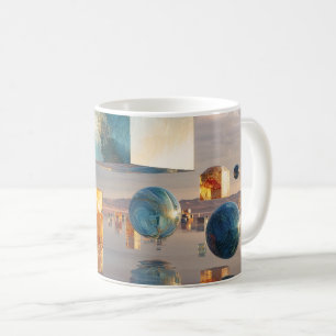 Mug Cubes et sphères surréalistes flottants