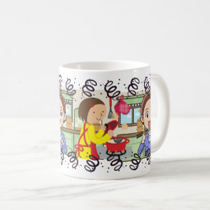 Mug Cuisine Mère Fils Bonne Nourriture Repas