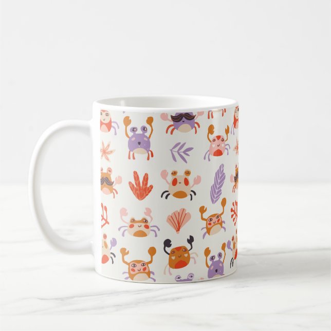 Mug Cuisine Océan Amis Coral Crab Aquarelle (Gauche)