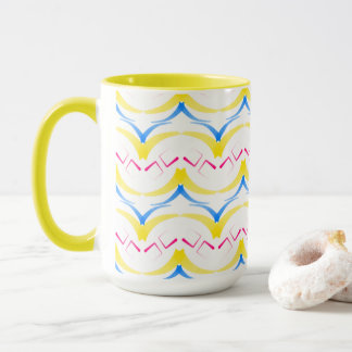MUG Cup 15 oz superb yellow, blue and pink design