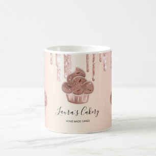 Mug Cupcake Bakery Pastry Chef Glitter Drips Rose Gold