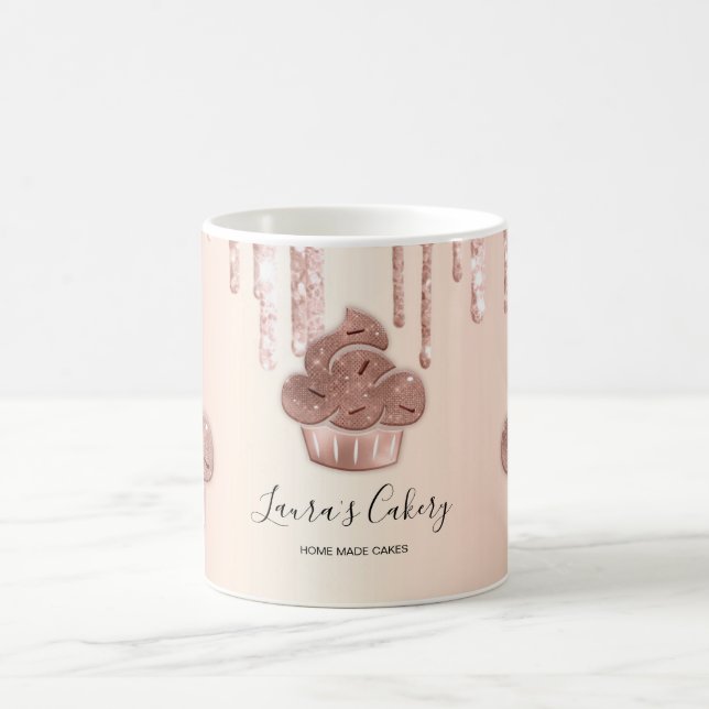 Mug Cupcake Bakery Pastry Chef Glitter Drips Rose Gold (Centre)