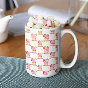 Mug Cupcake Rose Aquarelle Avec Motif Chocolat