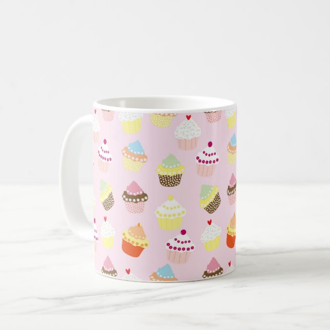MUG CUPCAKES ALIMENTATION ROSE MOTIF (Devant gauche)