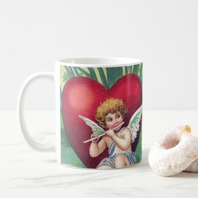 Mug Cupidons Joueurs Rétro Maigre Coeurs Valentin Vint (Avec donut)