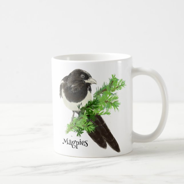 Mug Curieux aquarelle Magpie Oiseau Nature Art (Droite)