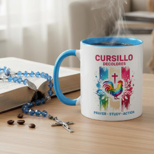Mug Cursillo DeColores Coq & Croix Traits de Pinceau