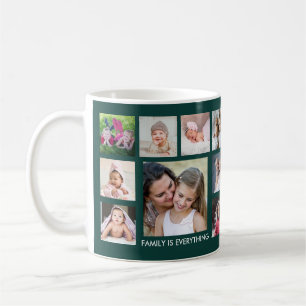 Mug Custom 18 Family Photo Collage Emerald Green