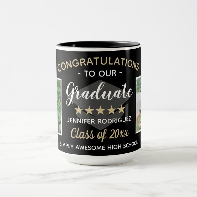 Mug Custom 2 Photo Félicitations aux diplômés (Centre)