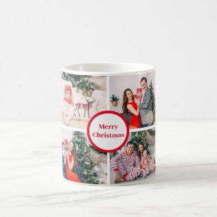 Mug Custom 4 Family Photo Collage Joyeux cadeau de Noë