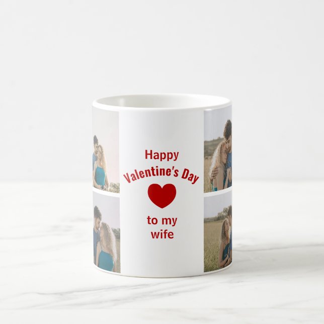 Mug Custom 4 Photos Happy Valentine's Day to (Centre)