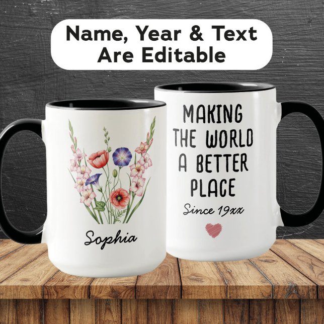 Mug Custom August Birth Flower - Personalized Name (Créateur téléchargé)