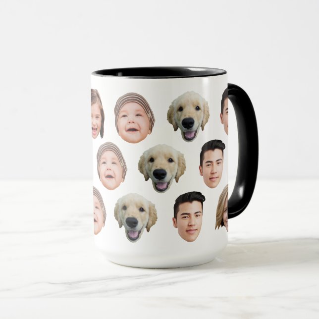 Mug Custom Baby Kids Family Face 5 Photos (Devant droit)