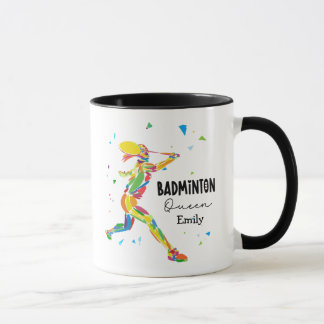 Mug Custom Badminton Queen Colorful Abstract Athlete