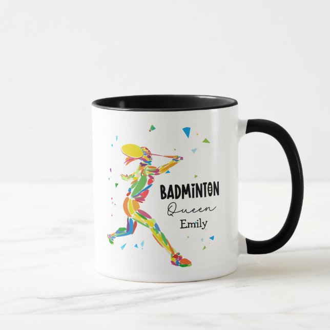 Mug Custom Badminton Queen Colorful Abstract Athlete (Droite)