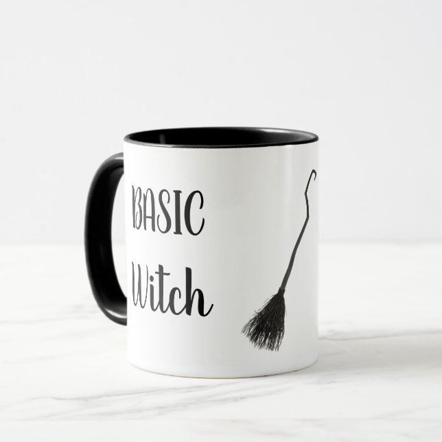Mug Custom BASIC WITCH Broom Funny Cadeau Cool esthéti (Devant gauche)