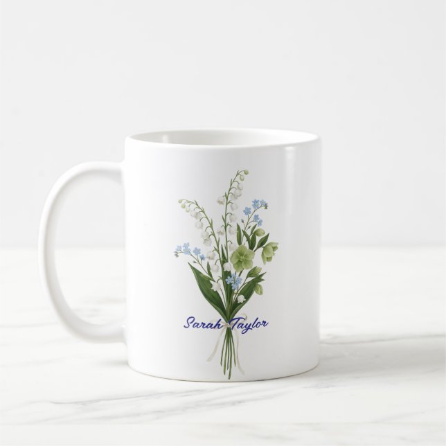 Mug Custom Birth Flower Lily of The Valley (Gauche)