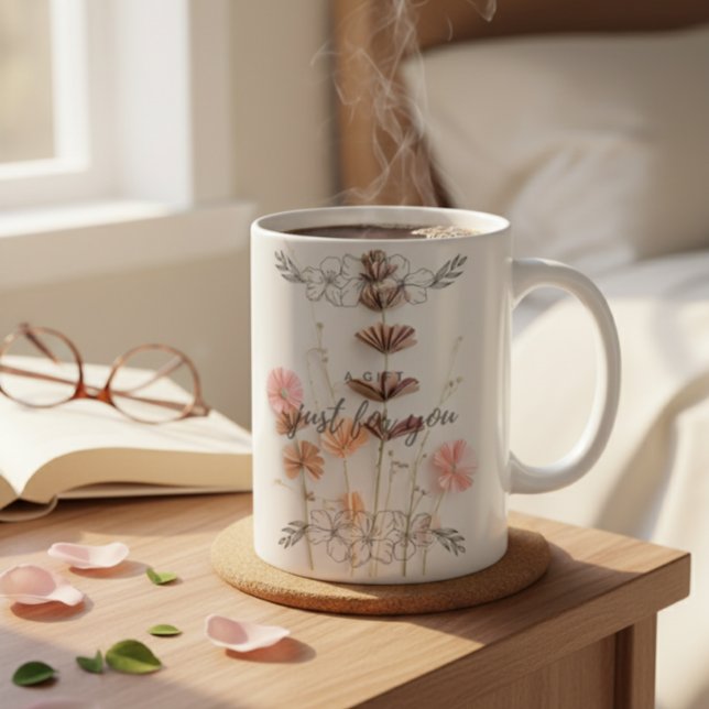 Mug Custom Blush Pink Floral "A GIFT Just For You"  (Créateur téléchargé)