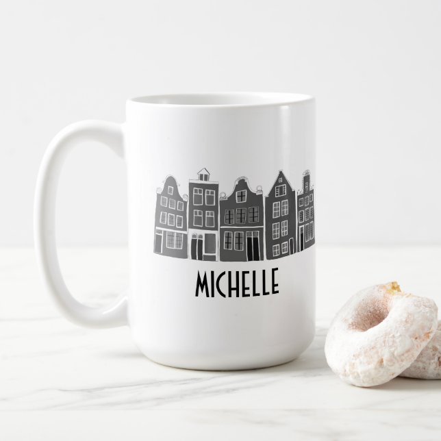 Mug CUSTOM Canal House Rainbow Amsterdam Holland Dutch (Avec donut)