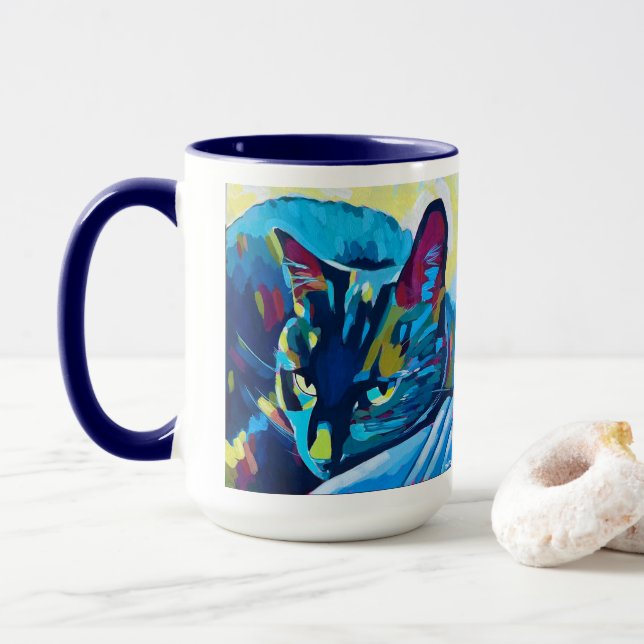 Mug Custom Cat Portrait Painting - Forever Loved Per (Avec donut)